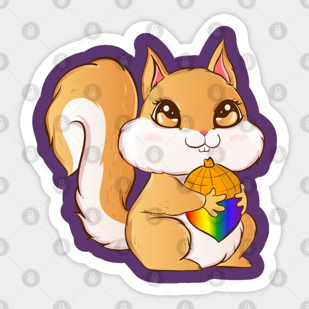 Gay Pride Kawaii Squirrel with Rainbow Nut Funny Gift Sticker by creative